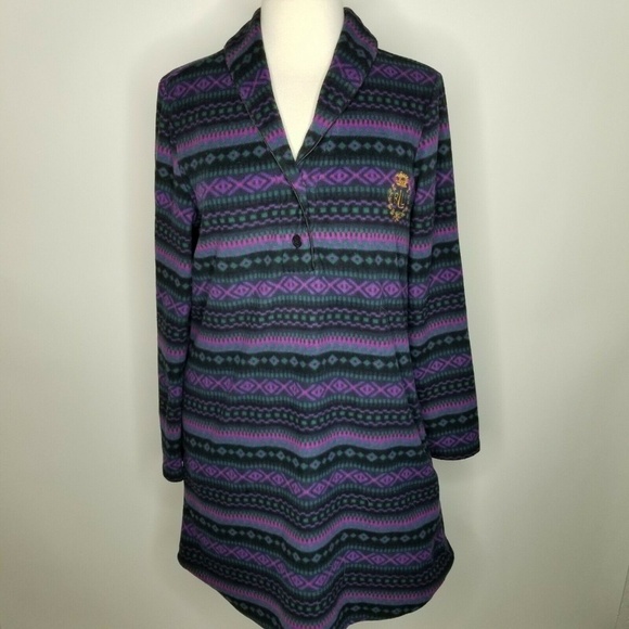 LAUREN Ralph Lauren Fleece  Printed Sleepshirt - Picture 1 of 6
